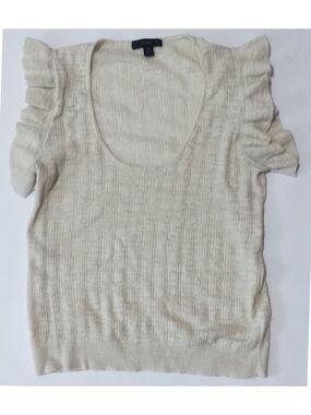 J. Crew Cream Ribbed Knit Top, .XS, Sleeveless